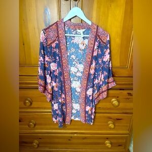 Matilda Jane Floral Kimono with Pink and Orange Accents